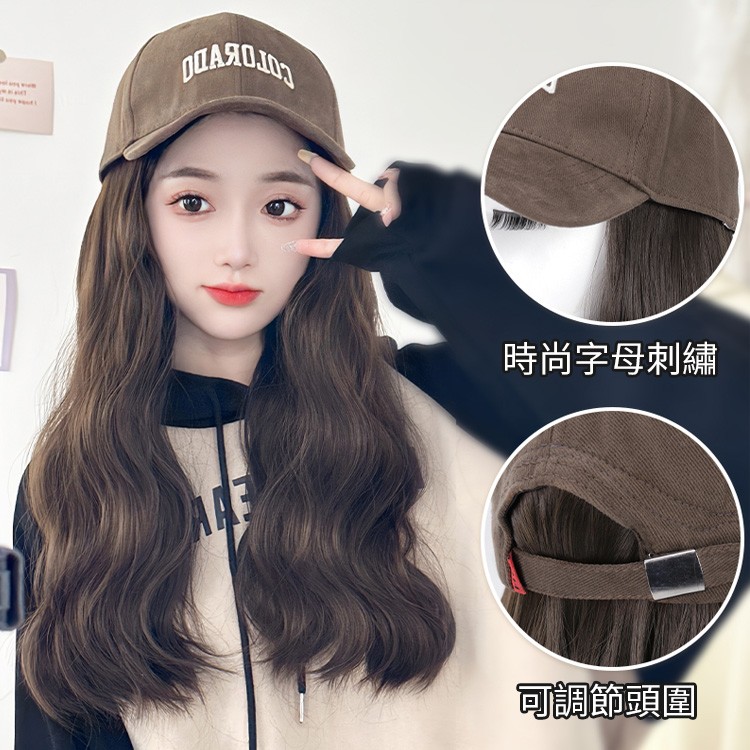 最新款氣質格紋盆帽假髮 帽子和假髮二合一，優雅又時尚